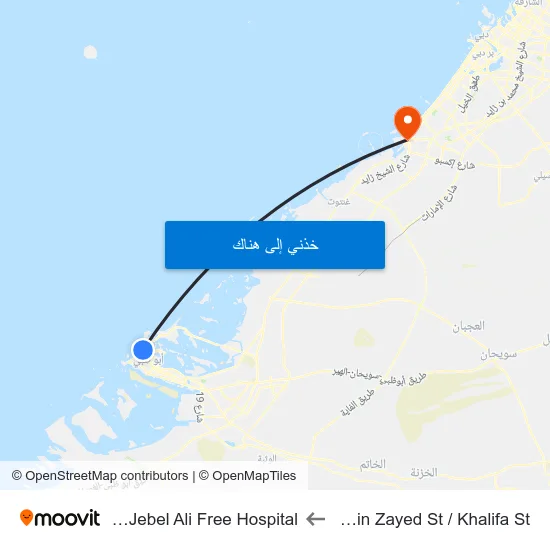 Sultan Bin Zayed St / Khalifa St to Cedars Jebel Ali Free Hospital map
