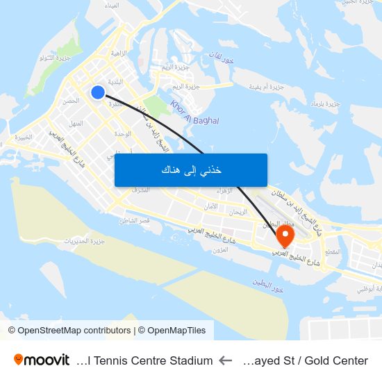 Sultan Bin Zayed St / Gold Center to International Tennis Centre Stadium map