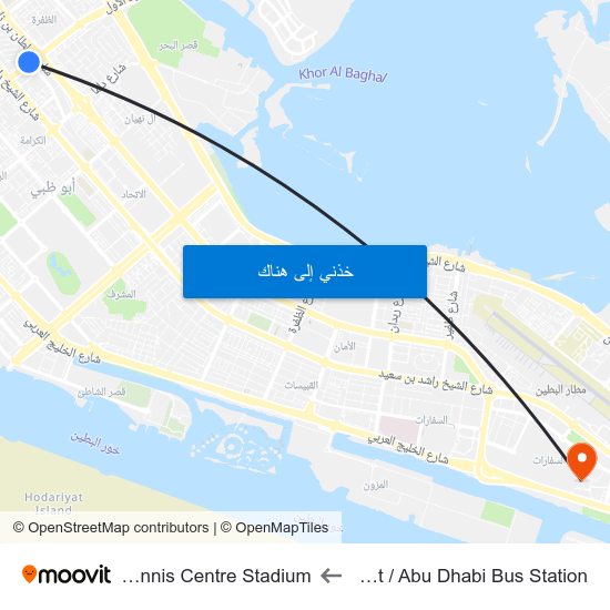 Hazaa Bin Zayed St /  Abu Dhabi Bus Station to International Tennis Centre Stadium map