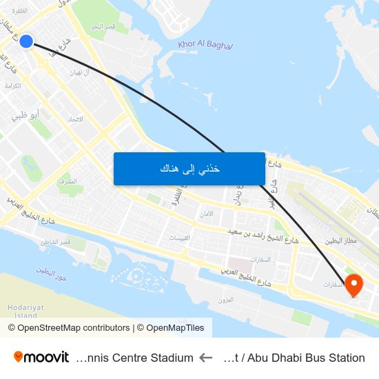 Sultan Bin Zayed St / Abu Dhabi Bus Station to International Tennis Centre Stadium map