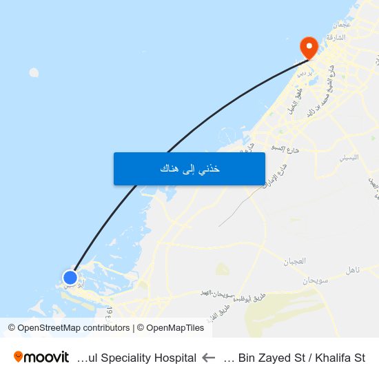 Sultan Bin Zayed St / Khalifa St to Belhoul Speciality Hospital map