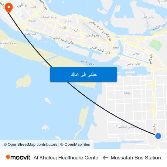 Mussafah Bus Station to Al Khaleej Healthcare Center map