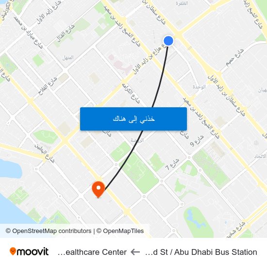 Hazaa Bin Zayed St /  Abu Dhabi Bus Station to Al Khaleej Healthcare Center map