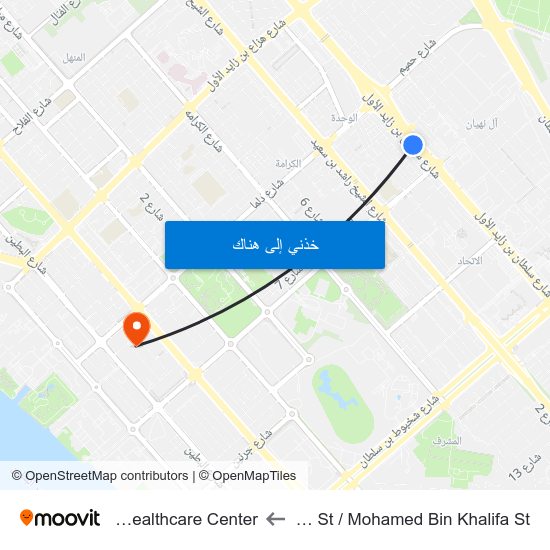 Sultan Bin Zayed St / Mohamed Bin Khalifa St to Al Khaleej Healthcare Center map