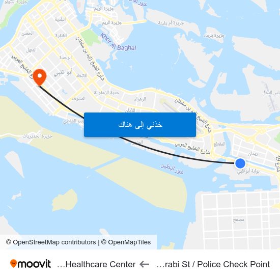 Al Khaleej Al Arabi St / Police Check Point to Al Khaleej Healthcare Center map