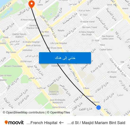 Sultan Bin Zayed St / Masjid Mariam Bint Said to Emirates French Hispital map