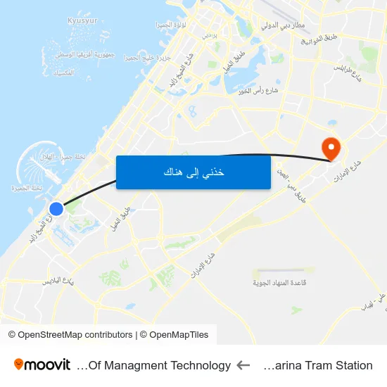Dubai Marina Tram Station to Institute Of Managment Technology map