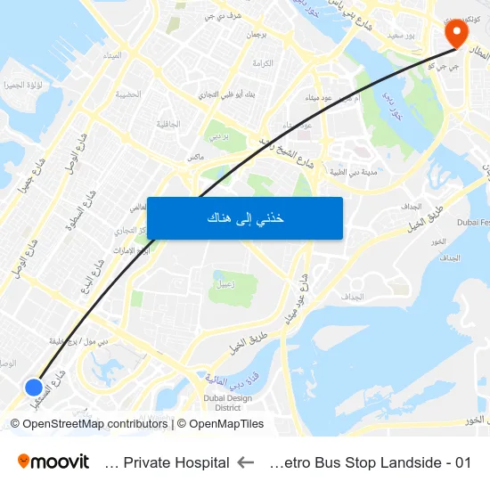 Business Bay Metro Bus Stop Landside - 01 to Al Garhoud Private Hospital map