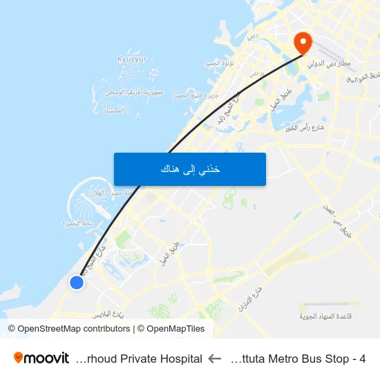 Ibn Battuta  Metro Bus Stop - 4 to Al Garhoud Private Hospital map