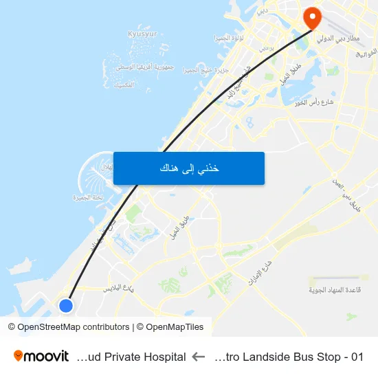 Danube Metro Landside Bus Stop - 01 to Al Garhoud Private Hospital map