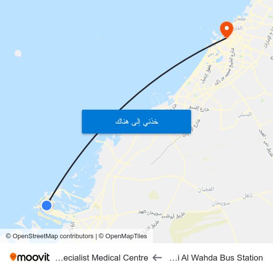 Abu Dhabi Al Wahda Bus Station to Farah Specialist Medical Centre map