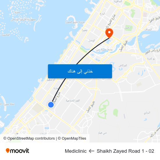 Shaikh Zayed  Road 1 - 02 to Mediclinic map