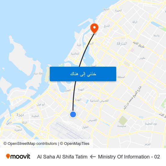 Ministry Of Information - 02 to Al Saha Al Shifa Tatim map