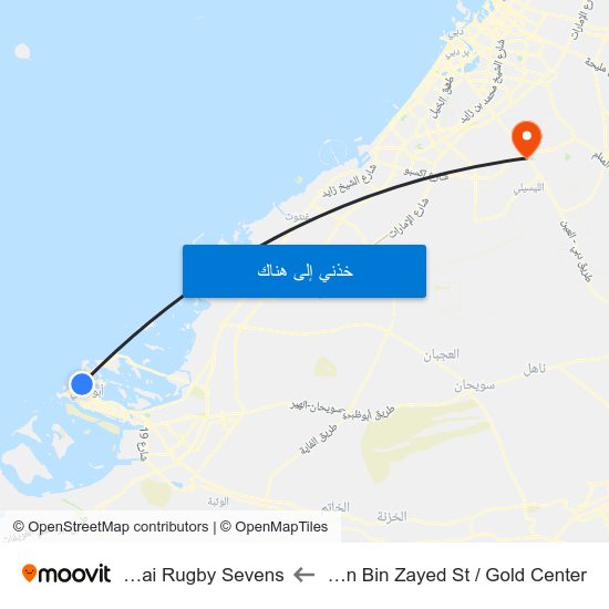 Sultan Bin Zayed St / Gold Center to Dubai Rugby Sevens map