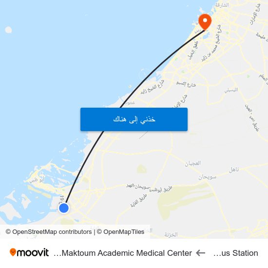 Mussafah Bus Station to Mohammed Bin Rashid Al Maktoum Academic Medical Center map