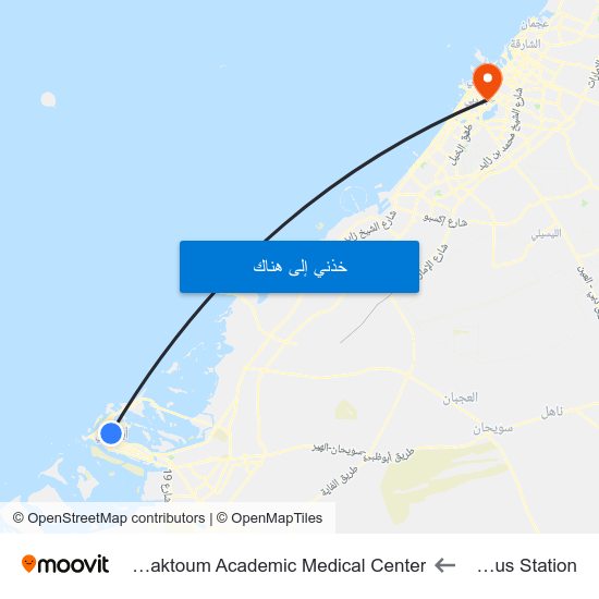 Abu Dhabi Bus Station to Mohammed Bin Rashid Al Maktoum Academic Medical Center map