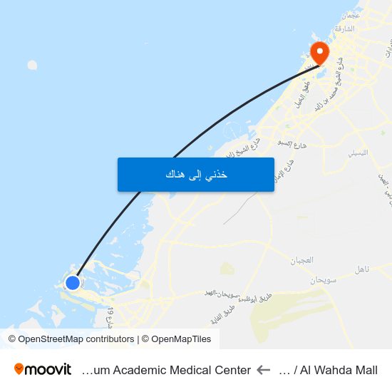 Hazaa Bin Zayed St / Al Wahda Mall to Mohammed Bin Rashid Al Maktoum Academic Medical Center map