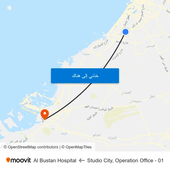 Studio City, Operation Office - 01 to Al Bustan Hospital map