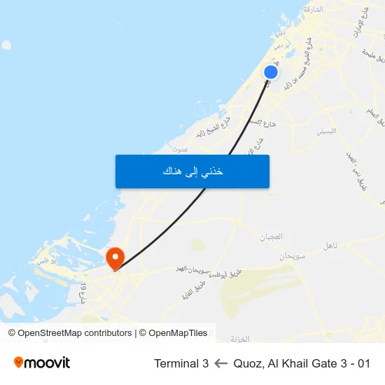 Quoz, Al Khail Gate 3 - 01 to Terminal 3 map