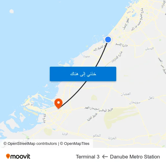 Danube Metro Station to Terminal 3 map