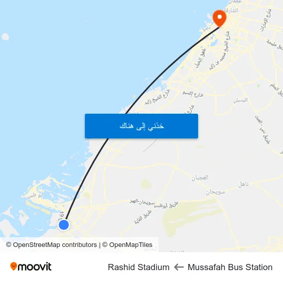 Mussafah Bus Station to Rashid Stadium map