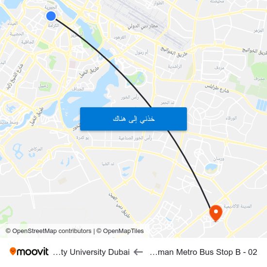 Burjuman Metro Bus Stop B - 02 to Amity University Dubai map