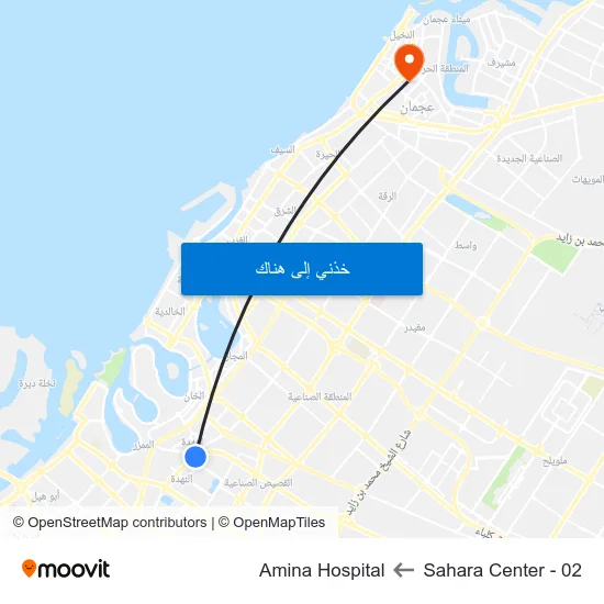 Sahara Center - 02 to Amina Hospital map