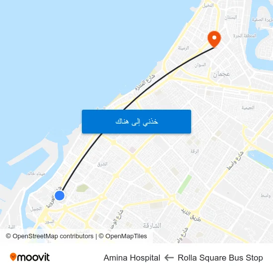 Rolla Square Bus Stop to Amina Hospital map