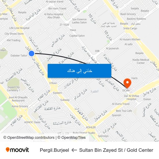 Sultan Bin Zayed St / Gold Center to Pergil.Burjeel map