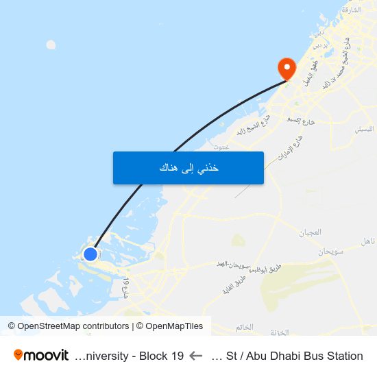 Sultan Bin Zayed St / Abu Dhabi Bus Station to Middlesex University - Block 19 map