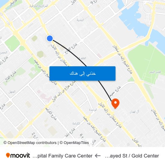 Sultan Bin Zayed St / Gold Center to Al Noor Hospital Family Care Center map
