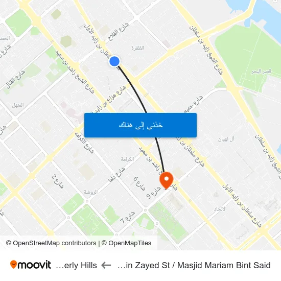 Sultan Bin Zayed St / Masjid Mariam Bint Said to Beverly Hills map