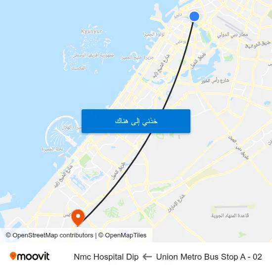 Union Metro Bus Stop A - 02 to Nmc Hospital Dip map