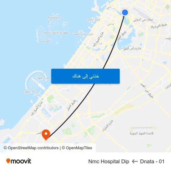Dnata - 01 to Nmc Hospital Dip map