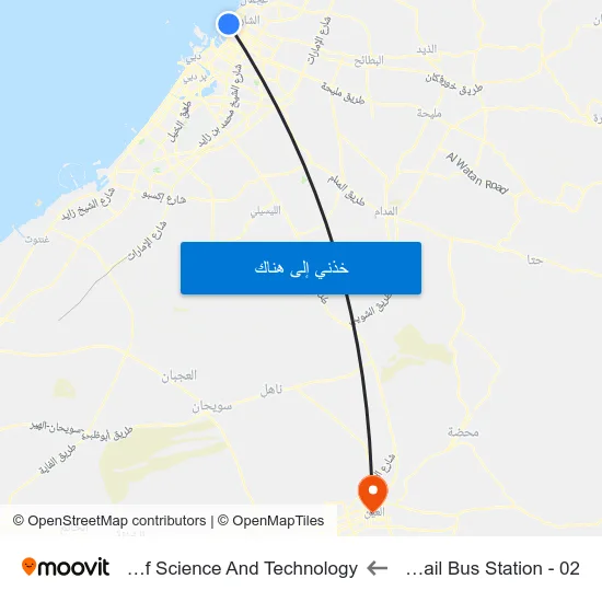 Sharjah, Al Jubail Bus Station - 02 to Al Ain University Of Science And Technology map