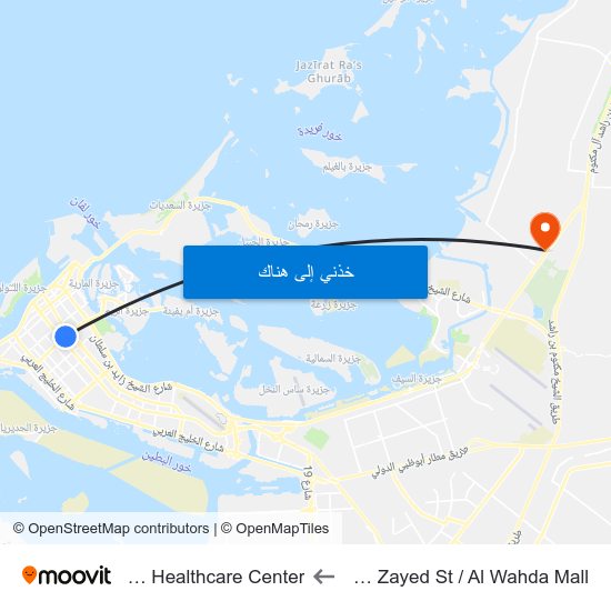 Hazaa Bin Zayed St / Al Wahda Mall to Al Bahia Healthcare Center map