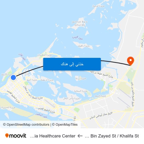 Sultan Bin Zayed St / Khalifa St to Al Bahia Healthcare Center map