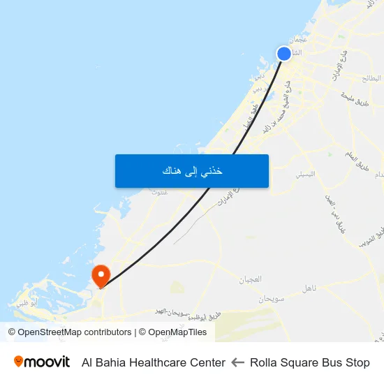 Rolla Square Bus Stop to Al Bahia Healthcare Center map