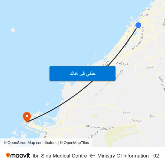Ministry Of Information - 02 to Ibn Sina Medical Centre map