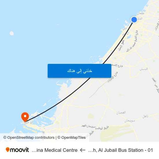 Sharjah, Al Jubail Bus Station - 01 to Ibn Sina Medical Centre map