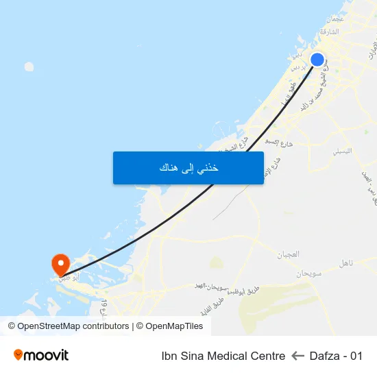 Dafza - 01 to Ibn Sina Medical Centre map