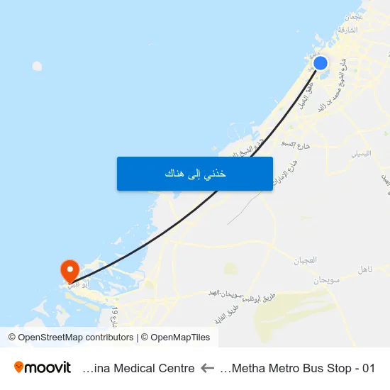Oud Metha Metro Bus Stop - 01 to Ibn Sina Medical Centre map