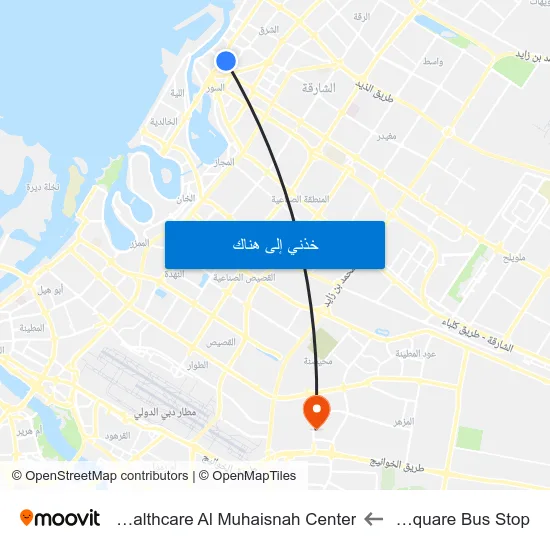 Rolla Square Bus Stop to Primary Healthcare Al Muhaisnah Center map