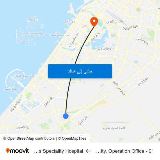 Studio City, Operation Office - 01 to Emirates Speciality Hospital map
