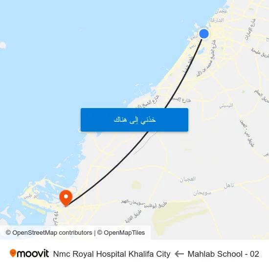 Mahlab School - 02 to Nmc Royal Hospital Khalifa City map