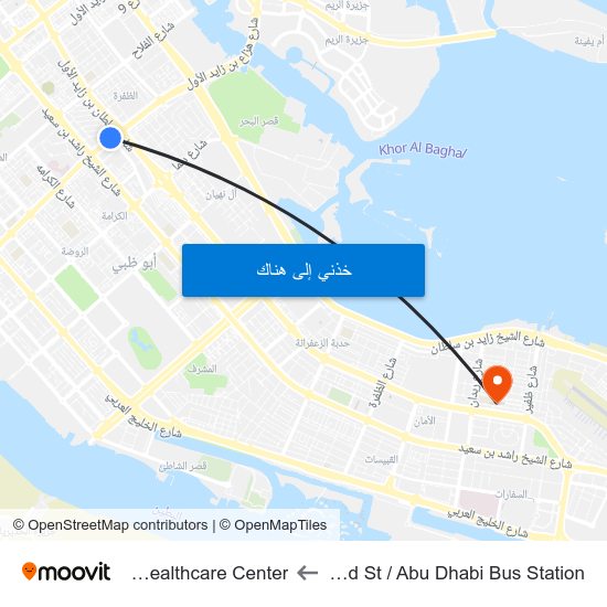 Hazaa Bin Zayed St /  Abu Dhabi Bus Station to Zafaranah Healthcare Center map