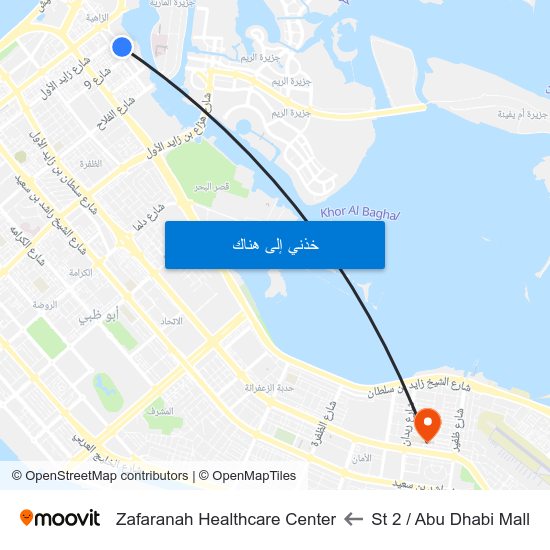 St 2 / Abu Dhabi Mall to Zafaranah Healthcare Center map