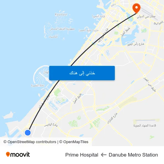 Danube Metro Station to Prime Hospital map