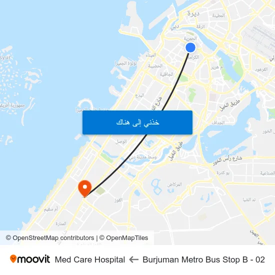 Burjuman Metro Bus Stop B - 02 to Med Care Hospital map