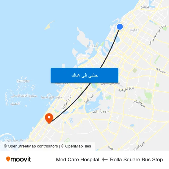 Rolla Square Bus Stop to Med Care Hospital map
